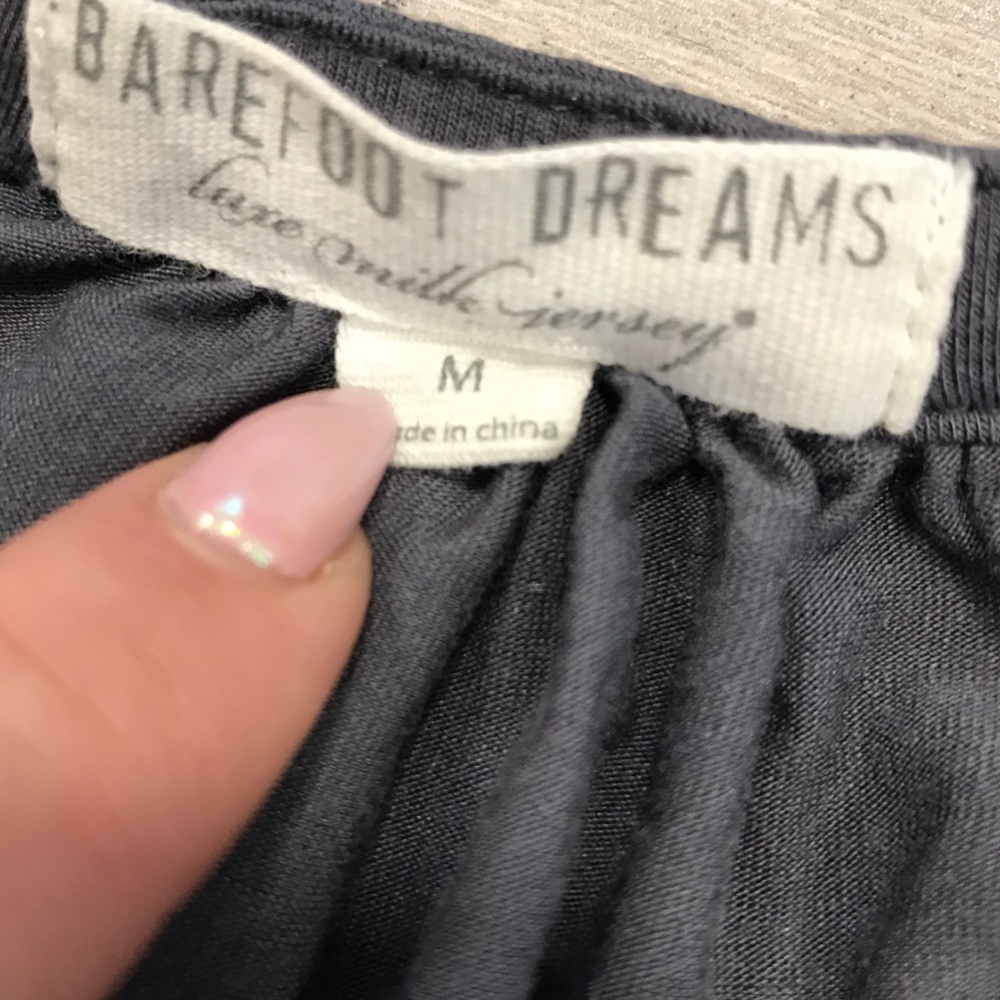 Barefoot Dreams Gray Luxe Milk Jersey Namaste Top - Picture 5 of 7